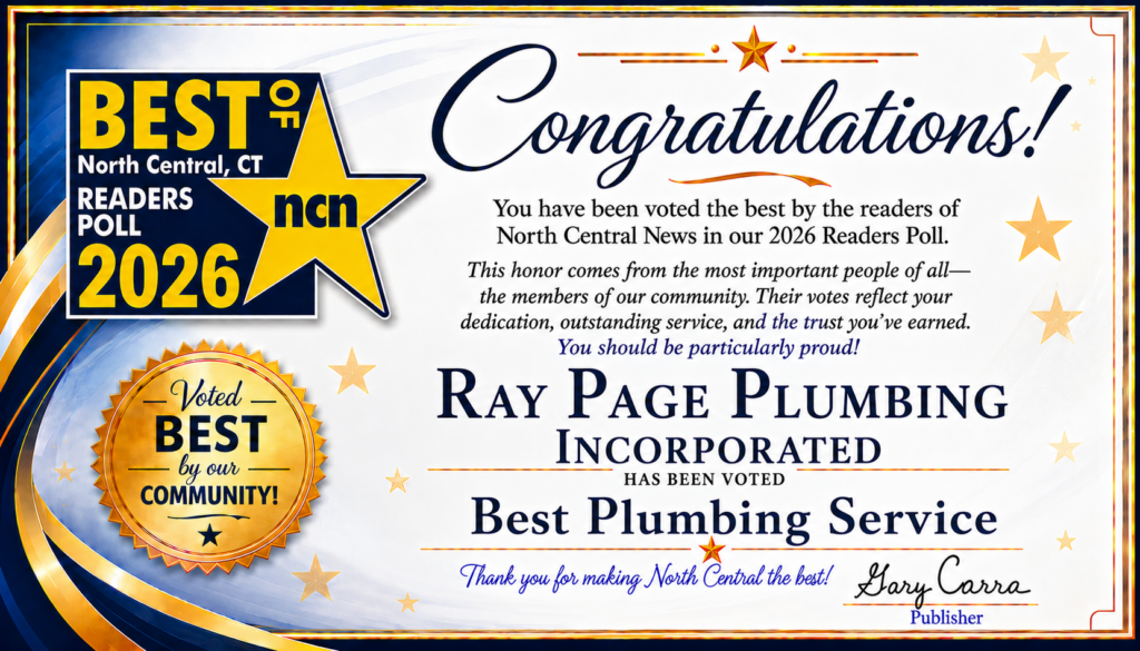 Ray Page Plumbing Named Best Plumbing Service in North Central Connecticut for 2026 image